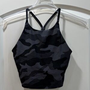 Camo Print High Neck Built-In Bra size M Black & Charcoal
